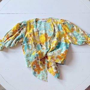 Faithfull the Brand, Floral Crop top with tue front, size 2 (XS)